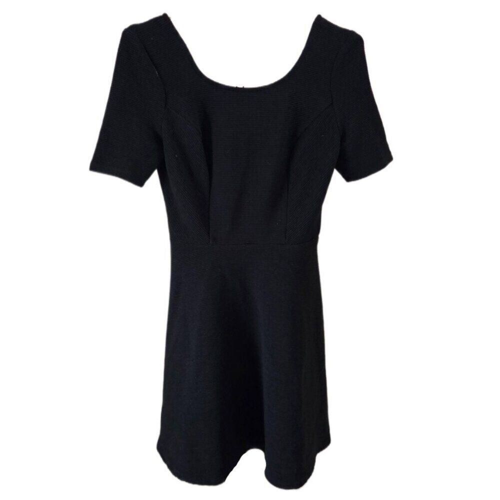 Speechless Short Sleeve Fit & Flare Little Black Dress